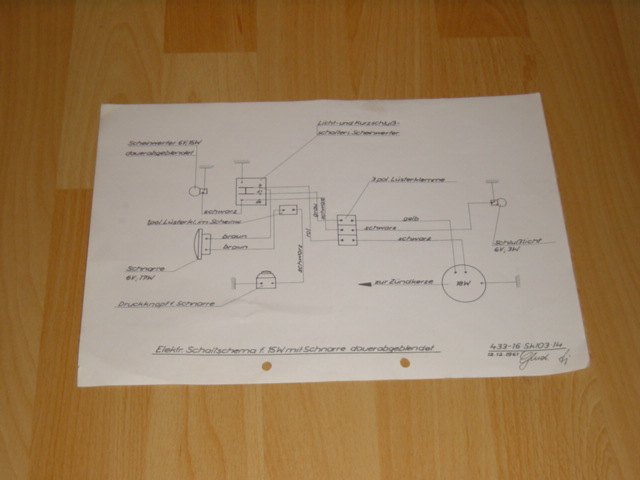 Electical diagram 433 6V/15 Watt dauerabgeblendet